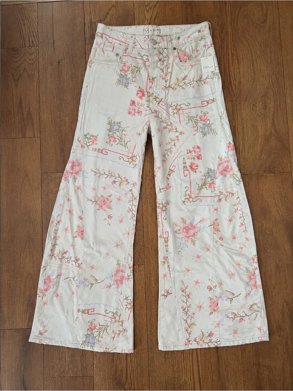 We The Free Eden Printed High Slouchy Flare Jeans Sz 29R NWT